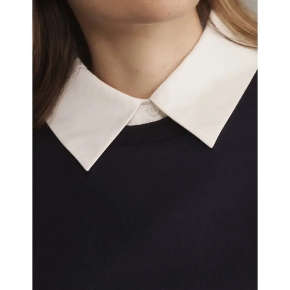 English Factory Anthropologie Womens Small Collared Shift Mini Dress Navy White - Picture 4 of 8